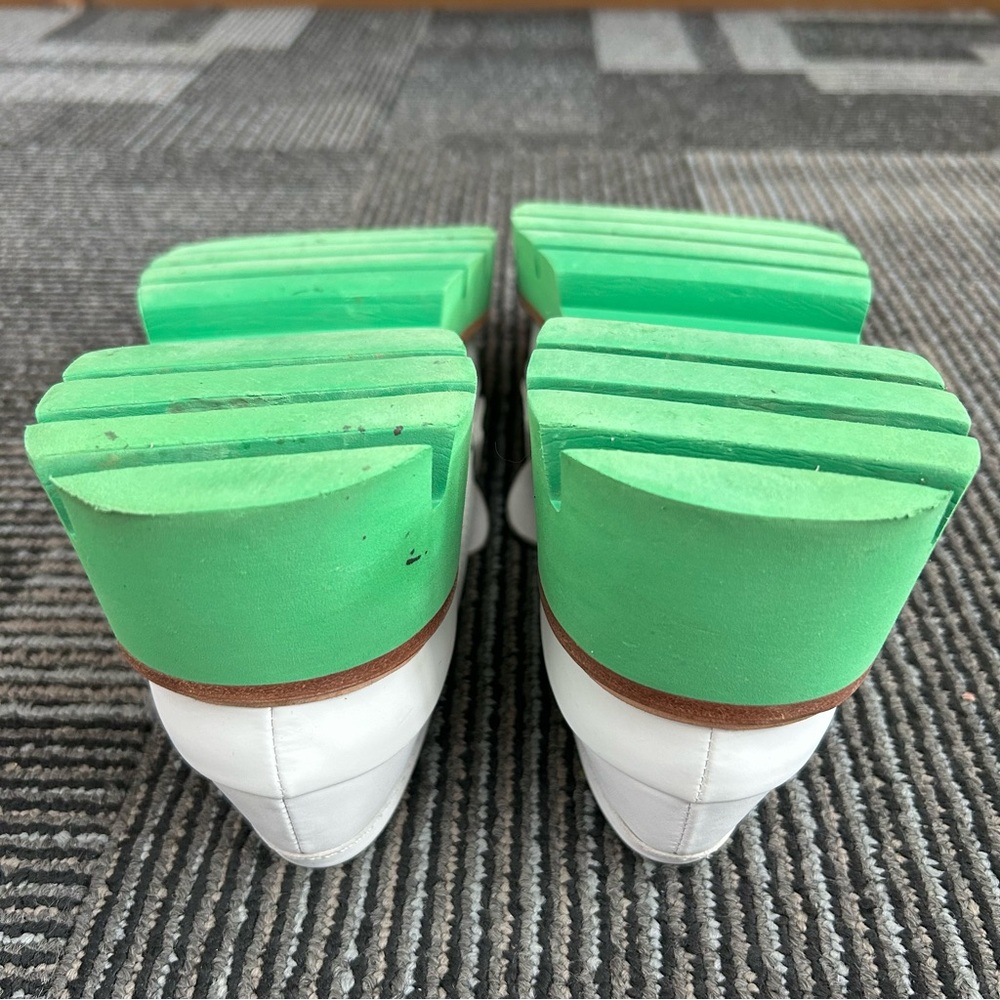 Oncept Seoul MOD 009 Off White Leather Jade Green Sole Platform Loafers, size 7 - Picture 12 of 12